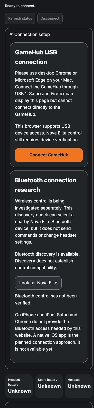 The disconnected local Audio controls.