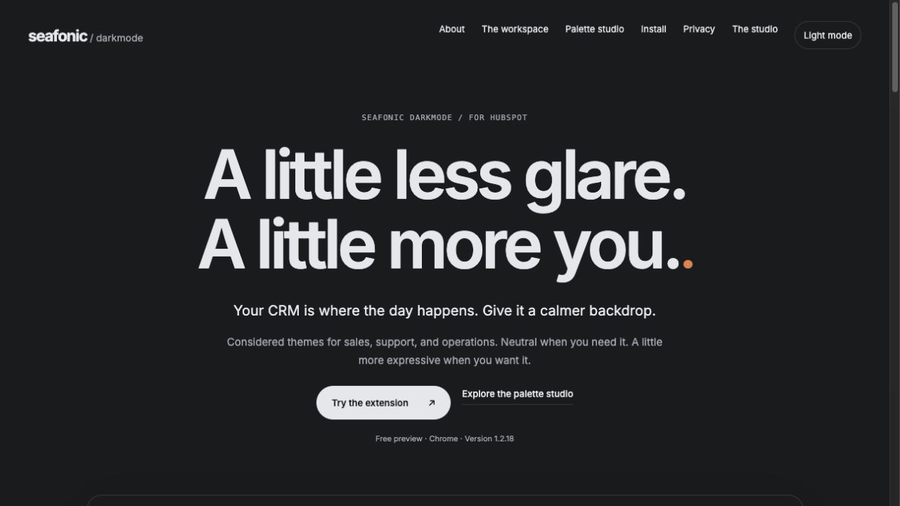 The hosted darkmode product page.